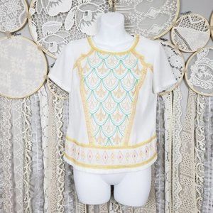 Champagne & Strawberry Pastel Embroidered Top